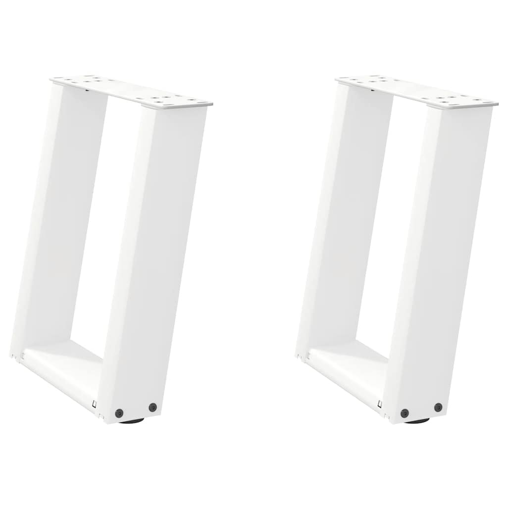Gambe per Tavolino da CaffÃ¨ a Forma di U 2 pz Bianche 28x(42-43) cm Acciaio