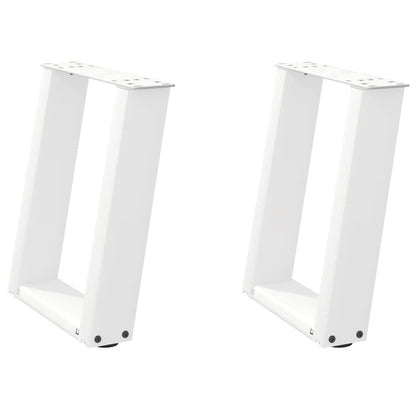 Gambe per Tavolino da CaffÃ¨ a Forma di U 2 pz Bianche 28x(42-43) cm Acciaio