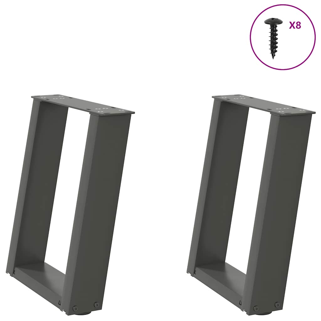 Gambe per Tavolino da CaffÃ¨ a Forma di U 2 pz Antracite 28x(42-43) cm Acciaio