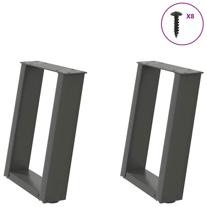 Gambe per Tavolino da CaffÃ¨ a Forma di U 2 pz Antracite 28x(42-43) cm Acciaio