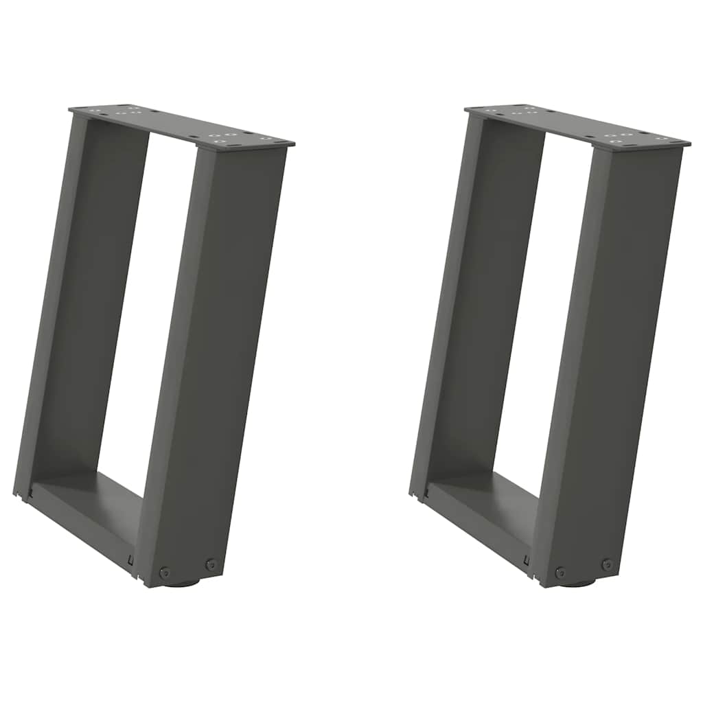 Gambe per Tavolino da CaffÃ¨ a Forma di U 2 pz Antracite 28x(42-43) cm Acciaio