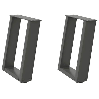 Gambe per Tavolino da CaffÃ¨ a Forma di U 2 pz Antracite 28x(42-43) cm Acciaio