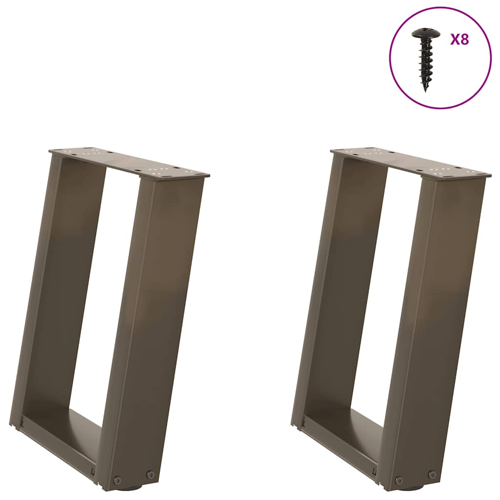 Gambe per Tavolino da CaffÃ¨ a Forma di U 2 pz Acciaio Naturale 28x(42-43) cm Acciaio