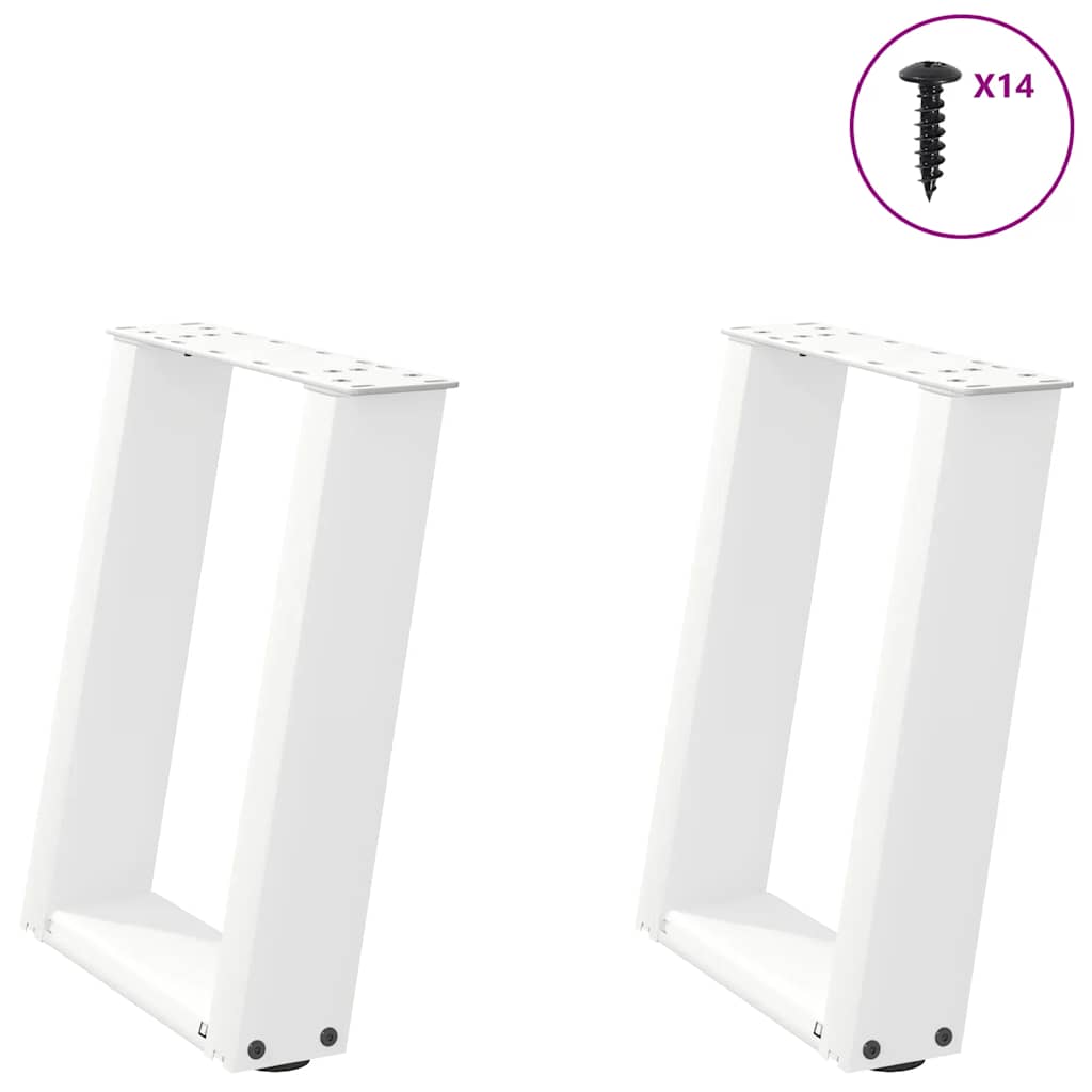 Gambe per Tavolino da CaffÃ¨ a Forma di U 2 pz Bianche 38x(42-43) cm Acciaio