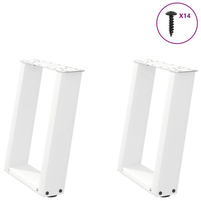 Gambe per Tavolino da CaffÃ¨ a Forma di U 2 pz Bianche 38x(42-43) cm Acciaio