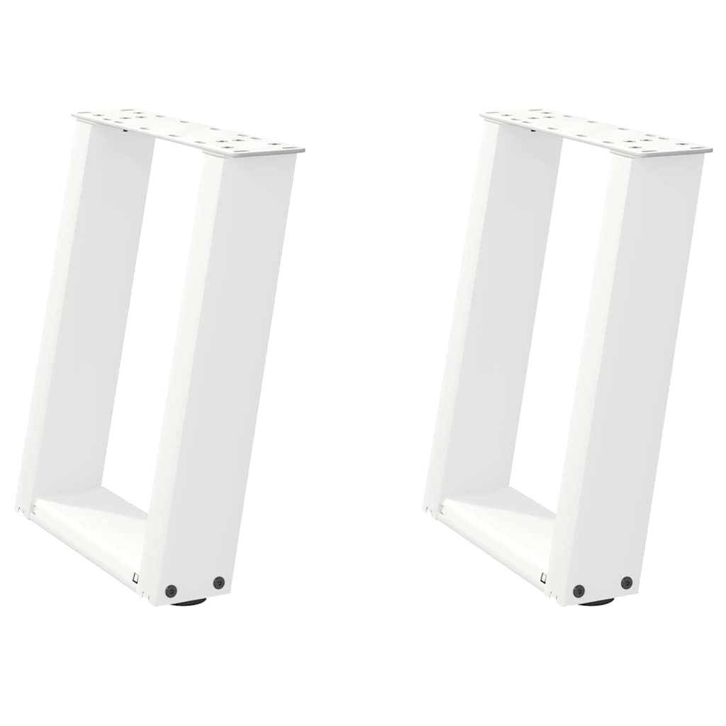 Gambe per Tavolino da CaffÃ¨ a Forma di U 2 pz Bianche 38x(42-43) cm Acciaio