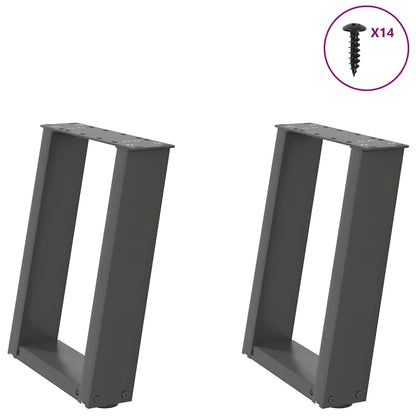 Gambe per Tavolino da CaffÃ¨ a Forma di U 2 pz Antracite 38x(42-43) cm Acciaio