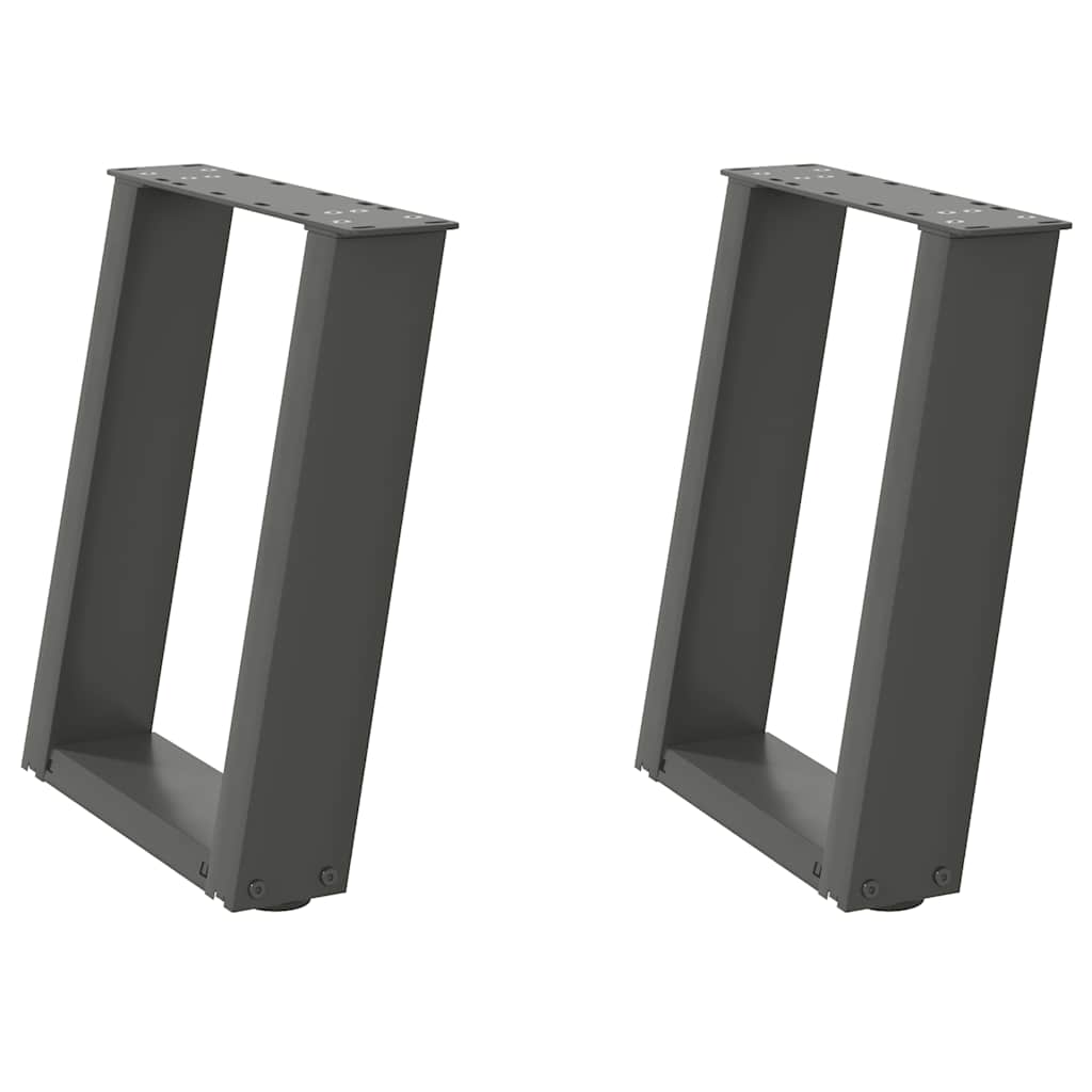 Gambe per Tavolino da CaffÃ¨ a Forma di U 2 pz Antracite 38x(42-43) cm Acciaio