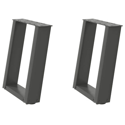 Gambe per Tavolino da CaffÃ¨ a Forma di U 2 pz Antracite 38x(42-43) cm Acciaio