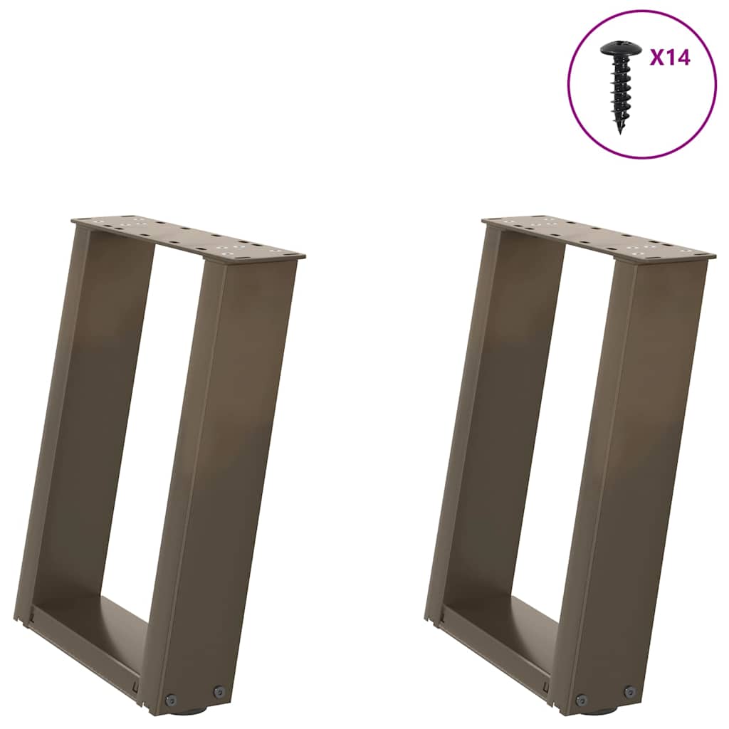 Gambe per Tavolino da CaffÃ¨ a Forma di U 2 pz Acciaio Naturale 38x(42-43) cm Acciaio