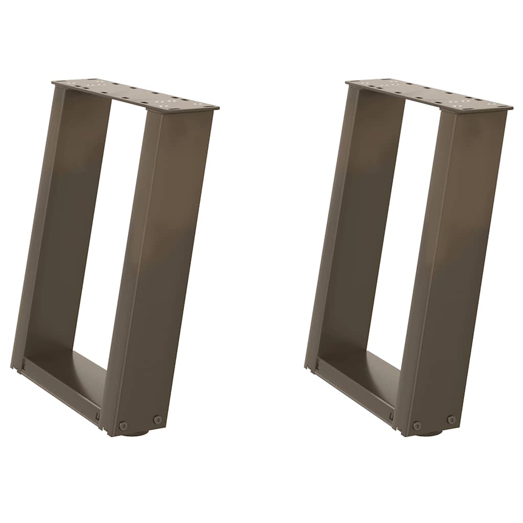 Gambe per Tavolino da CaffÃ¨ a Forma di U 2 pz Acciaio Naturale 38x(42-43) cm Acciaio