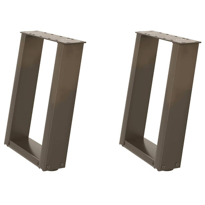 Gambe per Tavolino da CaffÃ¨ a Forma di U 2 pz Acciaio Naturale 38x(42-43) cm Acciaio