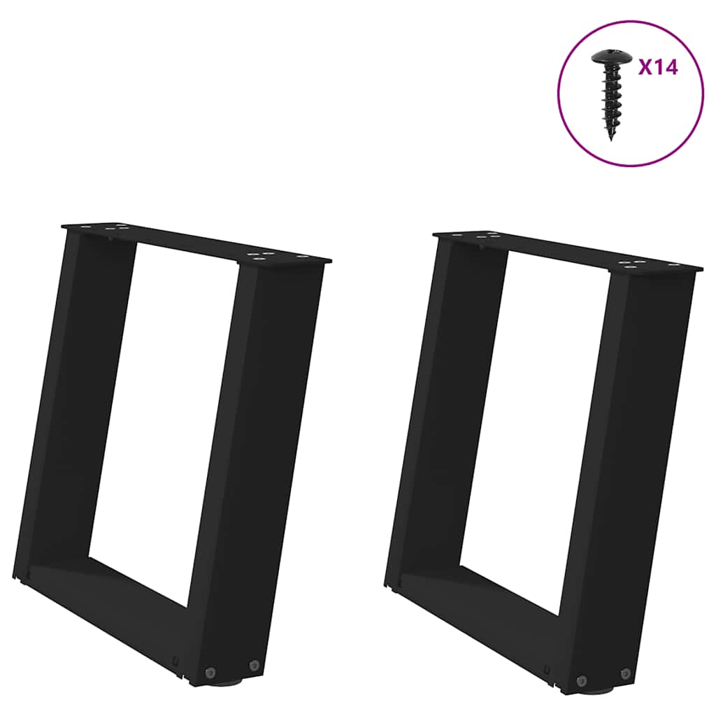 Gambe per Tavolino da CaffÃ¨ a Forma di U 2 pz Nere 50x(42-43) cm Acciaio