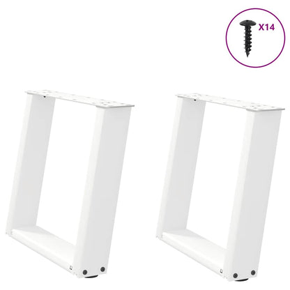 Gambe per Tavolino da CaffÃ¨ a Forma di U 2 pz Bianche 50x(42-43) cm Acciaio