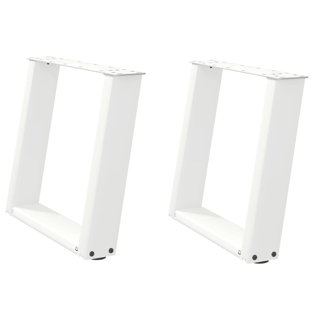 Gambe per Tavolino da CaffÃ¨ a Forma di U 2 pz Bianche 50x(42-43) cm Acciaio