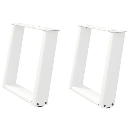 Gambe per Tavolino da CaffÃ¨ a Forma di U 2 pz Bianche 50x(42-43) cm Acciaio