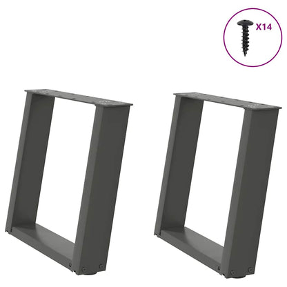 Gambe per Tavolino da CaffÃ¨ a Forma di U 2 pz Antracite 50x(42-43) cm Acciaio