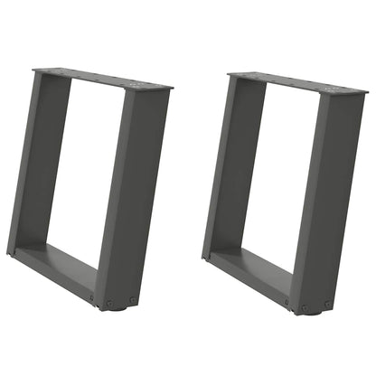 Gambe per Tavolino da CaffÃ¨ a Forma di U 2 pz Antracite 50x(42-43) cm Acciaio