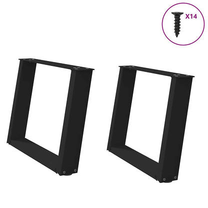 Gambe per Tavolino da CaffÃ¨ a Forma di U 2 pz Nere 60x(42-43) cm Acciaio