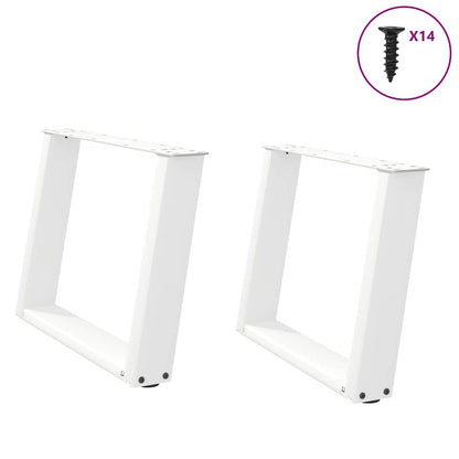 Gambe per Tavolino da CaffÃ¨ a Forma di U 2 pz Bianche 60x(42-43) cm Acciaio