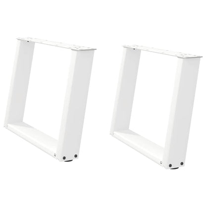 Gambe per Tavolino da CaffÃ¨ a Forma di U 2 pz Bianche 60x(42-43) cm Acciaio