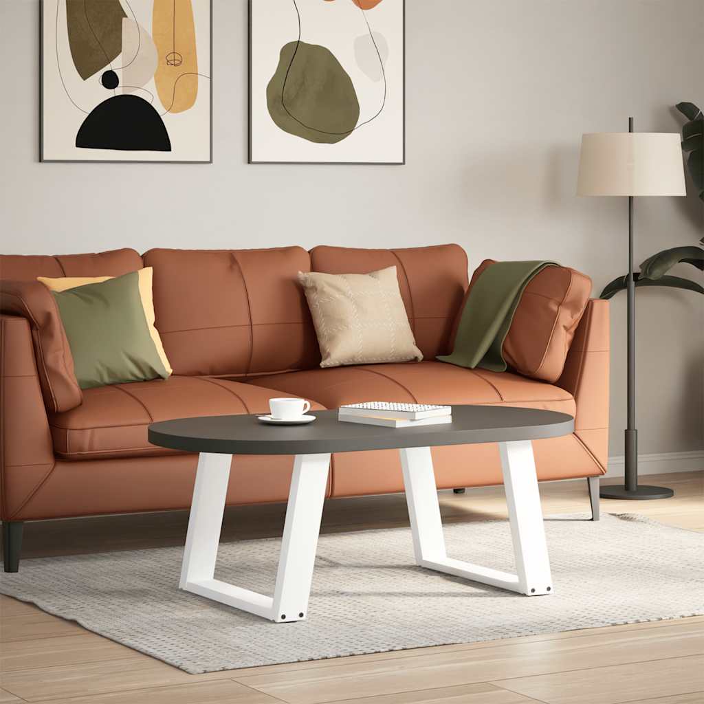 Gambe per Tavolino da CaffÃ¨ a Forma di U 2 pz Bianche 60x(42-43) cm Acciaio