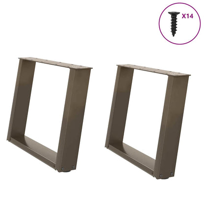 Gambe per Tavolino da CaffÃ¨ a Forma di U 2 pz Acciaio Naturale 60x(42-43) cm Acciaio