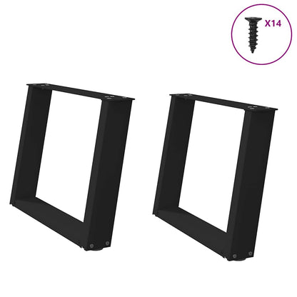 Gambe per Tavolino da CaffÃ¨ a Forma di U 2 pz Nere 70x(42-43) cm Acciaio
