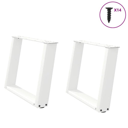 Gambe per Tavolino da CaffÃ¨ a Forma di U 2 pz Bianche 70x(42-43) cm Acciaio