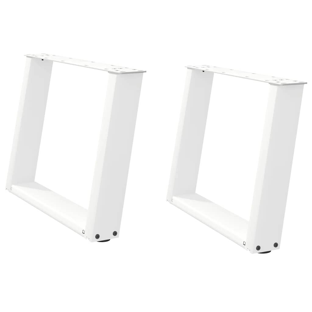 Gambe per Tavolino da CaffÃ¨ a Forma di U 2 pz Bianche 70x(42-43) cm Acciaio