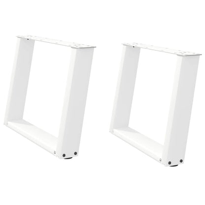 Gambe per Tavolino da CaffÃ¨ a Forma di U 2 pz Bianche 70x(42-43) cm Acciaio