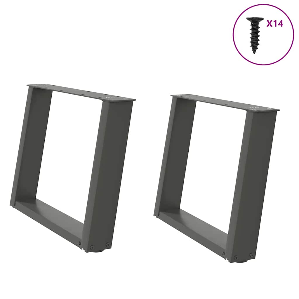 Gambe per Tavolino da CaffÃ¨ a Forma di U 2 pz Antracite 70x(42-43) cm Acciaio