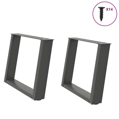 Gambe per Tavolino da CaffÃ¨ a Forma di U 2 pz Antracite 70x(42-43) cm Acciaio