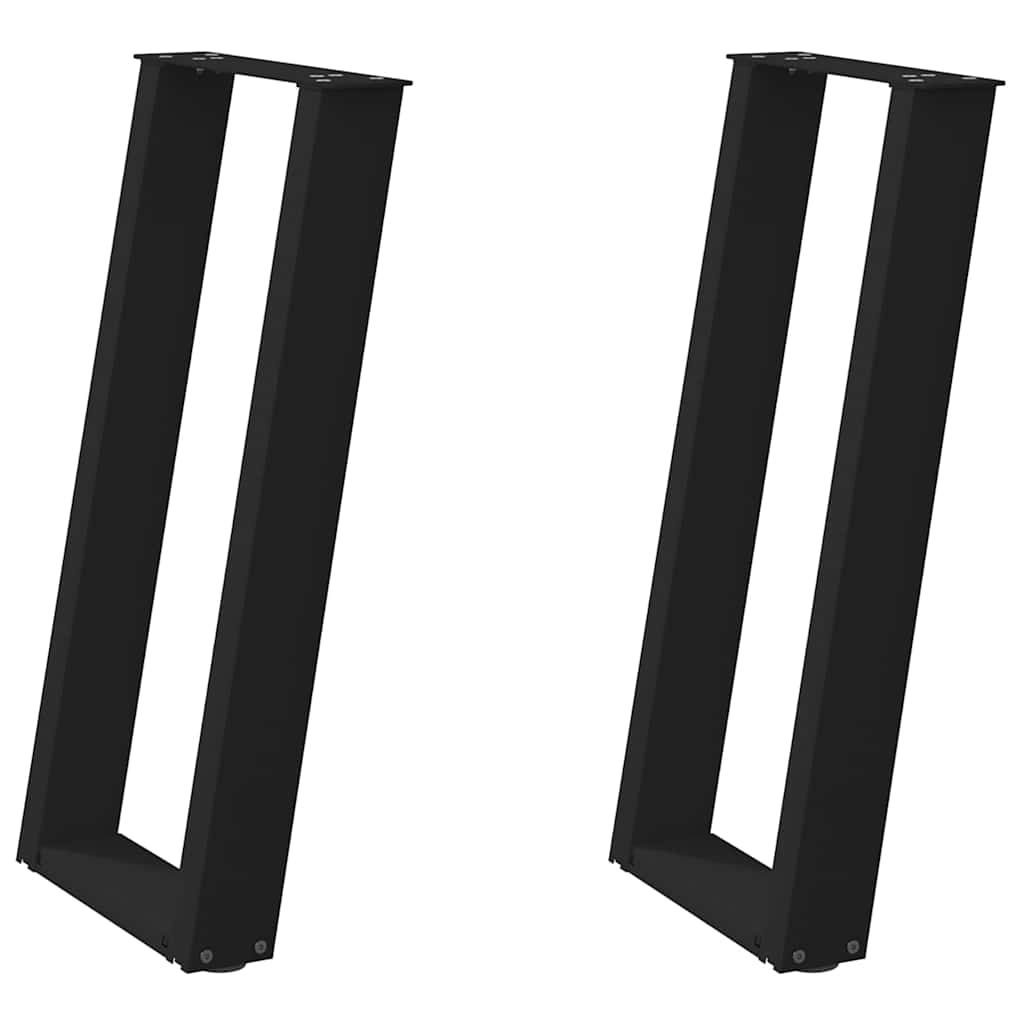 Gambe per Tavolo Consolle a Forma di U 2 pz Nere 28x(72-73) cm Acciaio