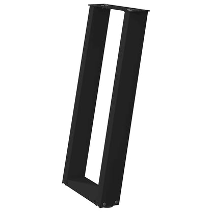 Gambe per Tavolo Consolle a Forma di U 2 pz Nere 28x(72-73) cm Acciaio