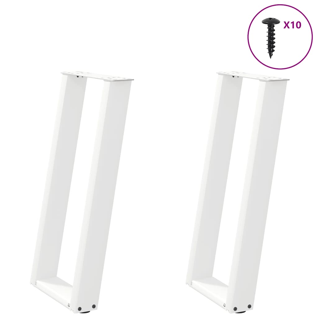 Gambe per tavolo consolle a forma di U 2 pz bianche 28x(72-73) cm in acciaio