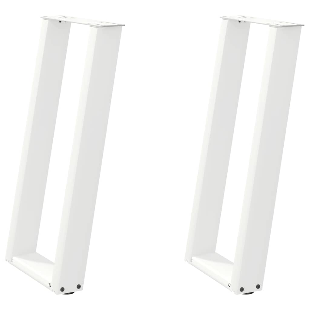 Gambe per tavolo consolle a forma di U 2 pz bianche 28x(72-73) cm in acciaio
