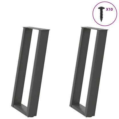 Gambe per tavolo consolle a forma di U 2 pz Antracite 28x(72-73) cm Acciaio