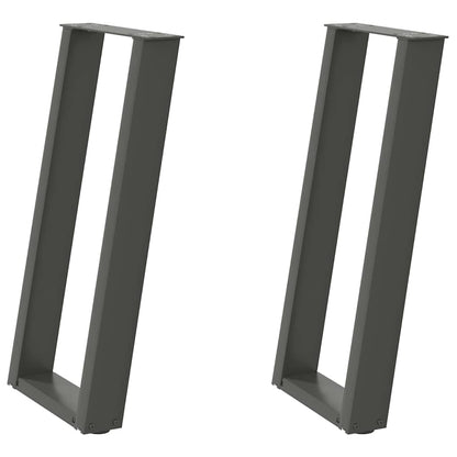 Gambe per tavolo consolle a forma di U 2 pz Antracite 28x(72-73) cm Acciaio