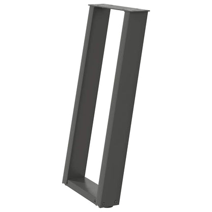 Gambe per tavolo consolle a forma di U 2 pz Antracite 28x(72-73) cm Acciaio