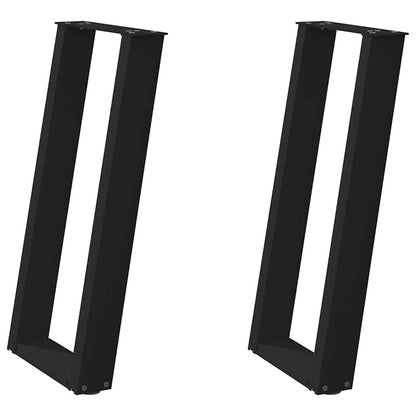 Gambe per Tavolo Consolle a Forma di U 2 pz Nere 38x(72-73) cm Acciaio
