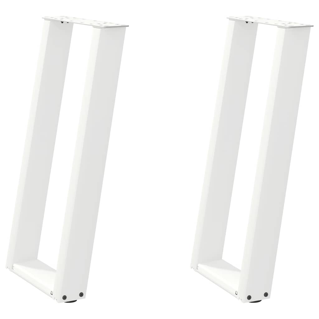 Gambe per tavolo consolle a forma di U 2 pz bianche 38x(72-73) cm in acciaio