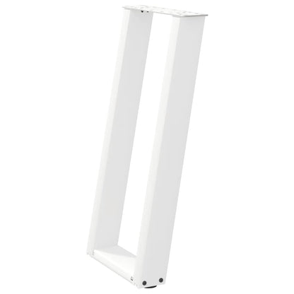 Gambe per tavolo consolle a forma di U 2 pz bianche 38x(72-73) cm in acciaio