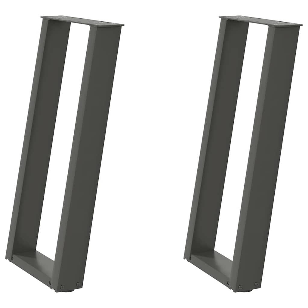 Gambe per tavolo consolle a forma di U 2 pz Antracite 38x(72-73) cm Acciaio