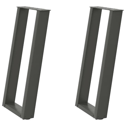 Gambe per tavolo consolle a forma di U 2 pz Antracite 38x(72-73) cm Acciaio