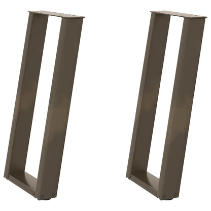 Gambe per tavolo consolle a forma di U 2 pz in acciaio naturale 38x(72-73) cm