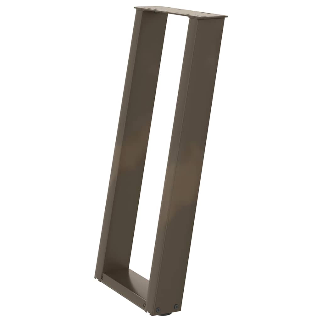 Gambe per tavolo consolle a forma di U 2 pz in acciaio naturale 38x(72-73) cm