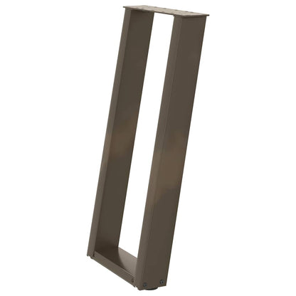 Gambe per tavolo consolle a forma di U 2 pz in acciaio naturale 38x(72-73) cm