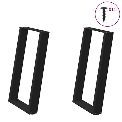 Gambe per tavolo da pranzo a forma di U 2 pz nere 50x(72-73) cm in acciaio