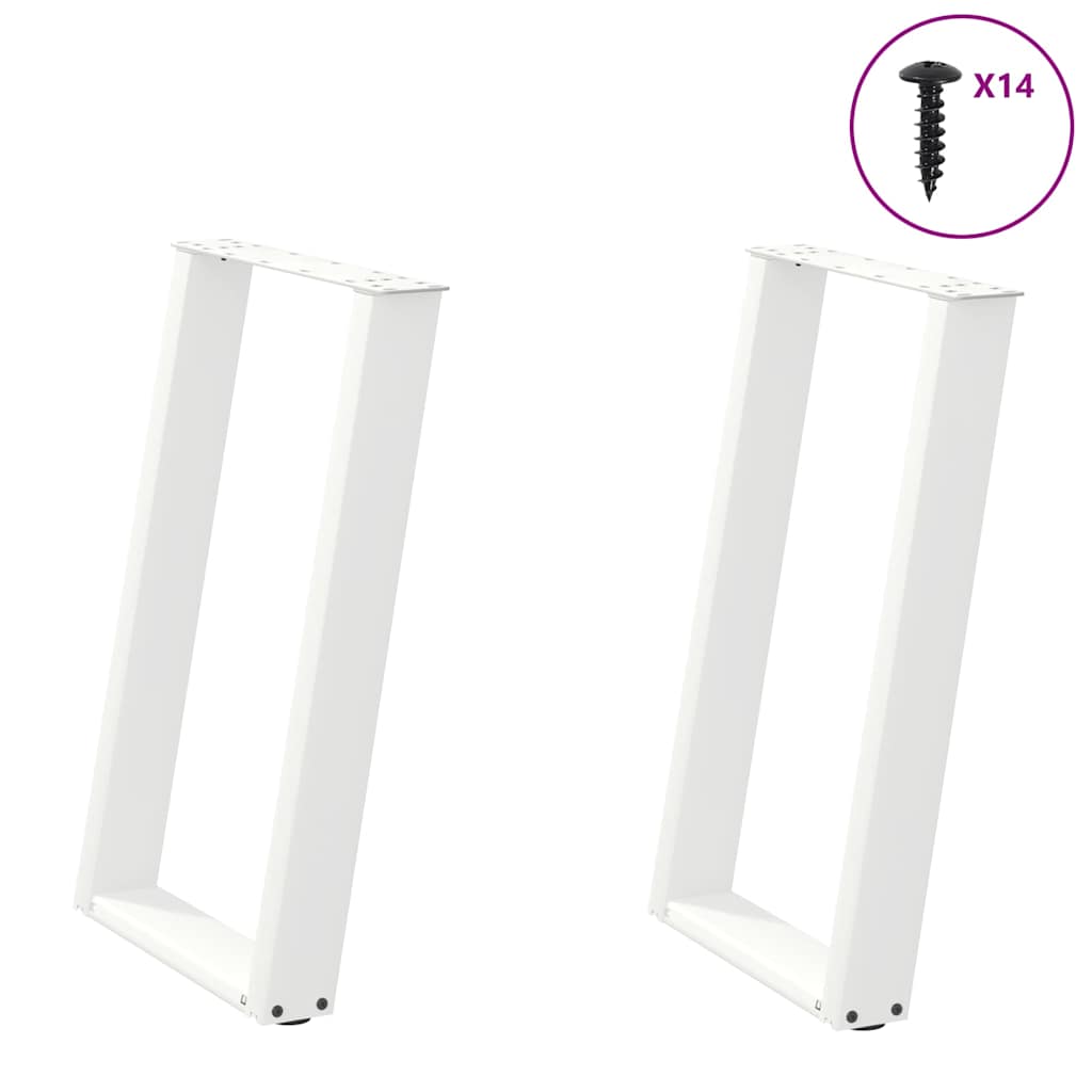 Gambe per tavolo da pranzo a forma di U 2 pz bianche 50x(72-73) cm in acciaio
